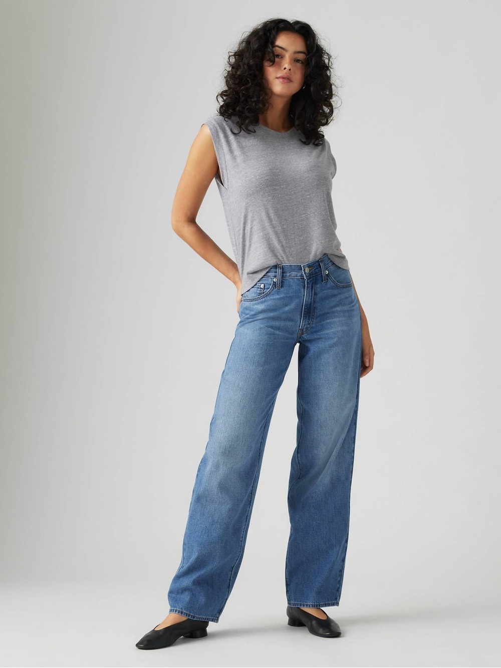 Levi's Baggy Dad Wide Leg Jeans — Dark Blue